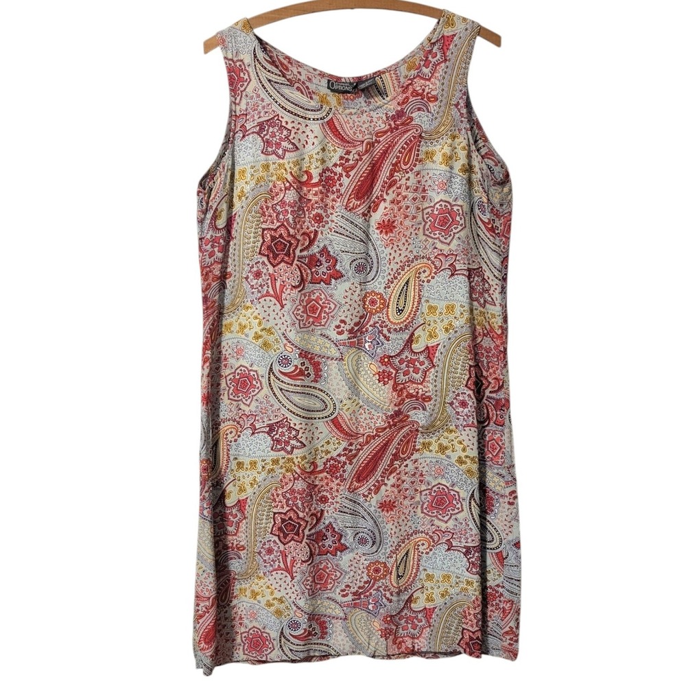 VTG‎ 90s Grunge Y2K 100% Rayon Paisley Shift Dress Sleeveless Multicolor Small